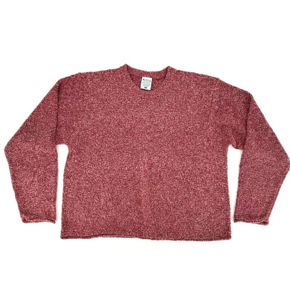 Columbia Burgundy Marled Knit Sweater Cozy Cabincore Outdoorsy XL